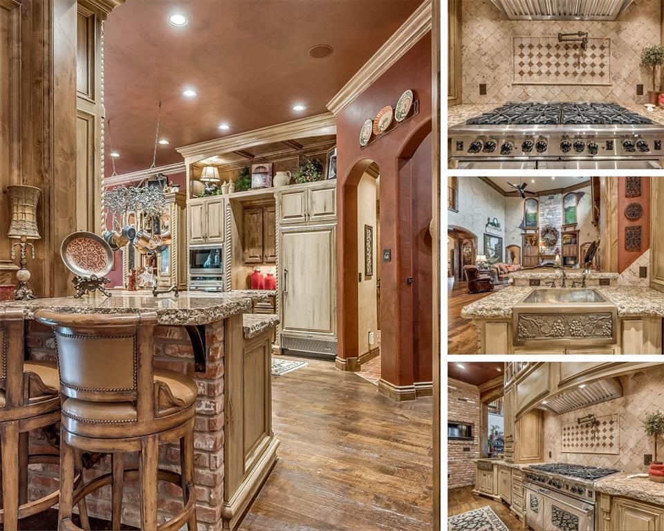 Tessa Hood Realtor – Gourmet kitchen with commercial range and bar seating at 1705 Maple Dr, Blanchard Oklahoma